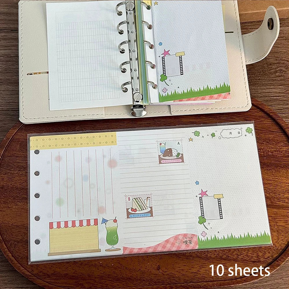 10 Sheets M5 Three Fold Loose Leaf for Punching Holes on the Inner Pages of the Core, Weekly Plan Manual Account, Foldable - 