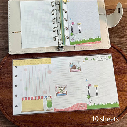10 Sheets M5 Three Fold Loose Leaf for Punching Holes on the Inner Pages of the Core, Weekly Plan Manual Account, Foldable - 