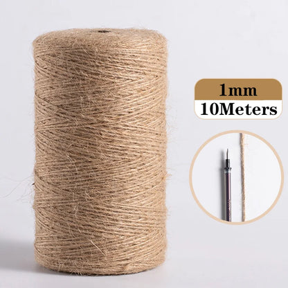Natural Vintage Jute Rope Twine Roll Sewing Christmas Crafts Jute Cord Thread Wedding Handmade DIY Party Ribbon Bows Decorati