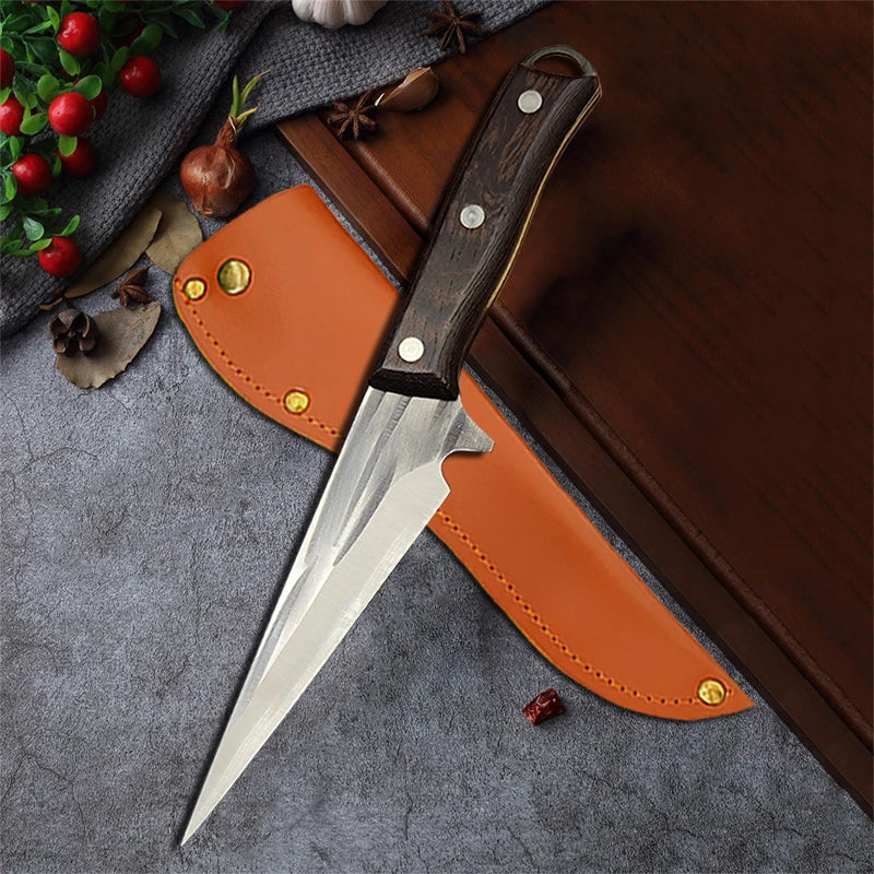 Forged Boning Knife Kitchen Cleaver Chef Paring Knife Butcher Knife Cooking Barbecue Fishing Cutting Tools with Cover