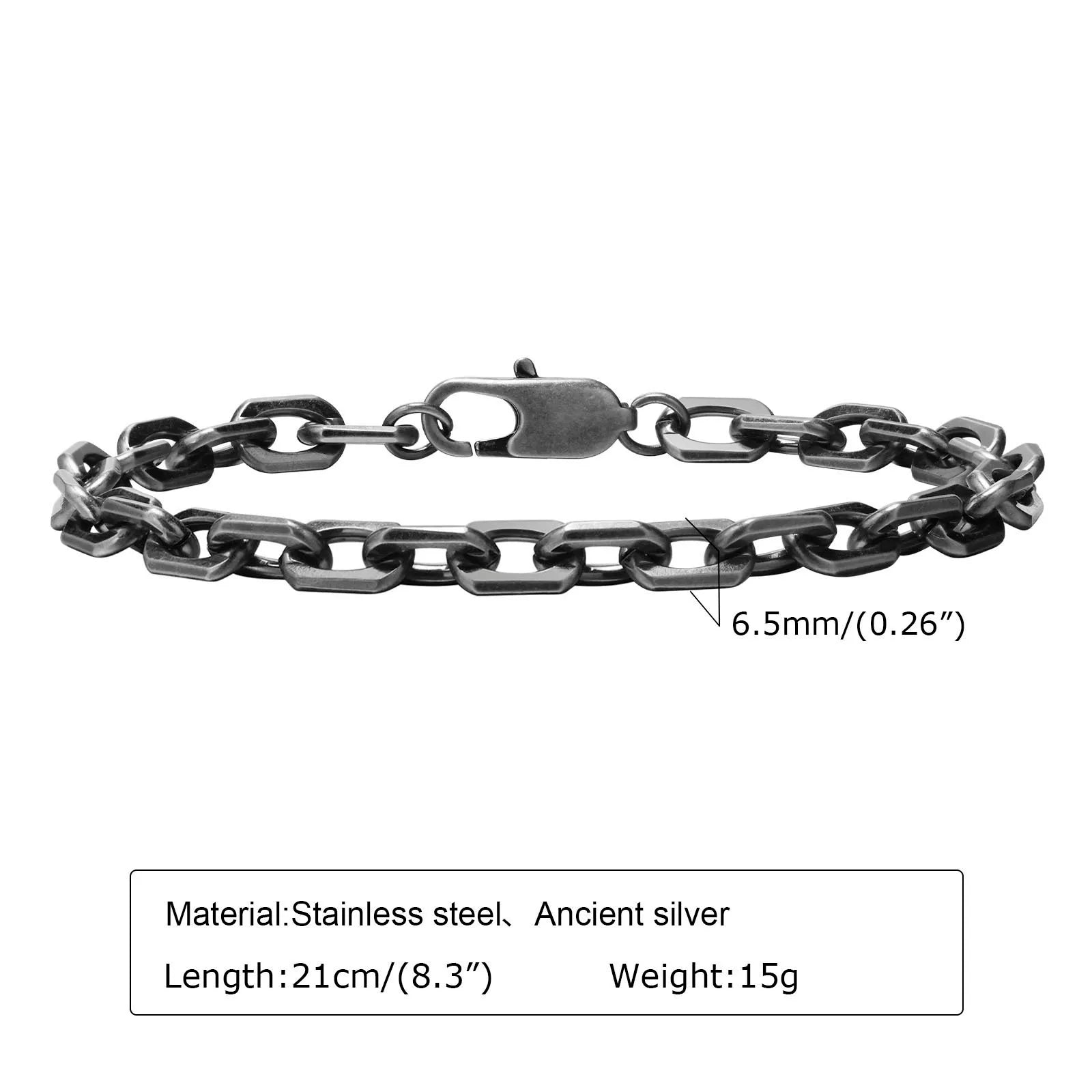 Vintage Chain Bracelets for Men Boys,Byzantine Stainless Steel Braided Link Wristband,Retro Jewelry Birthday Father Gifts - B