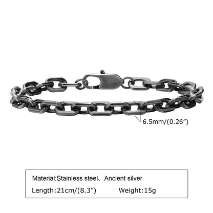 Vintage Chain Bracelets for Men Boys,Byzantine Stainless Steel Braided Link Wristband,Retro Jewelry Birthday Father Gifts - B