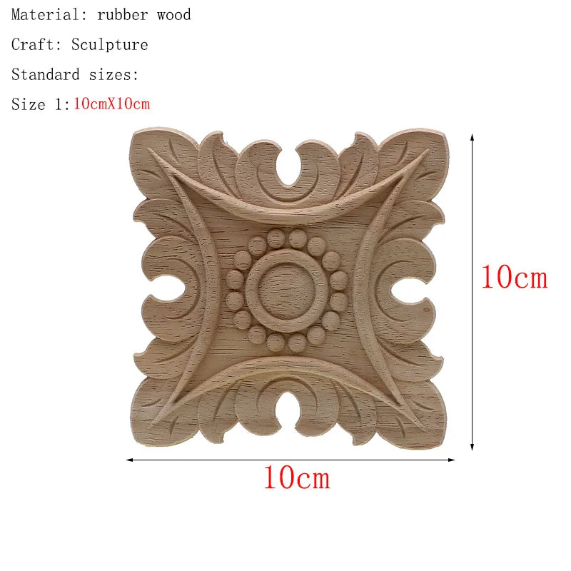 1Pc Unique Natural Floral Wood Carved Wooden Figurines Crafts Corner Appliques Frame Wall Door Furniture Woodcarving Decorati