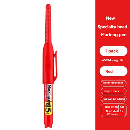 45mm Waterproof Deep Hole Marker Pens Long Nib Head Carpenter Pen White/Black/Blue Ink for Multi-Purpose Woodworking Hand Too