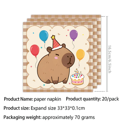 Birthday Decoration Capybara Birthday Invitation Card Cup Tablecloth Plate Napkin Poster Baby Shower Birthday Girl Party Favo