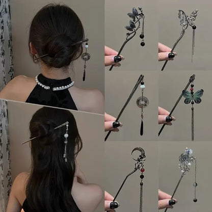 Ancient Chinese Style Elegant Butterfly Tassel Hair Stick for Women Girls Classical Hairpin Chinese Hair Accessories Jewelry