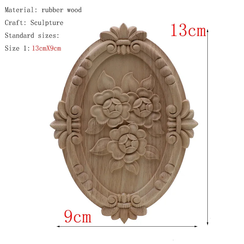 1Pc Unique Natural Floral Wood Carved Wooden Figurines Crafts Corner Appliques Frame Wall Door Furniture Woodcarving Decorati