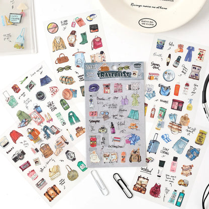 TIANZI 6 sheets Cute Magazine Scrapbooking Stickers Book DIY Junk Journal Material Decoration Album Diary Stationery supplies