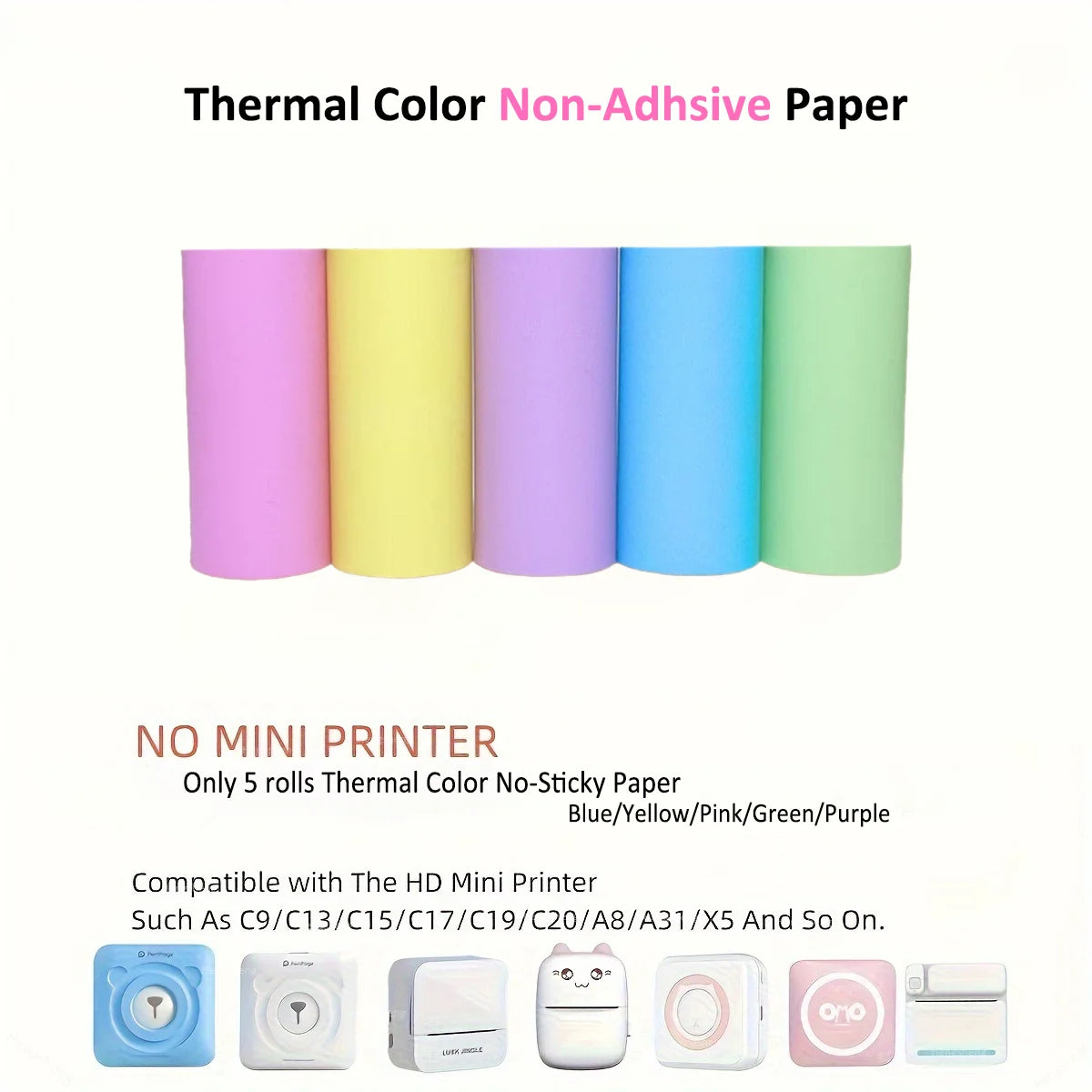Kids Camera Instant Print Refill for Kids Instant Camera Thermal Printing BPA Free,57x25mm White Non-Adhesive Photo Print Rol
