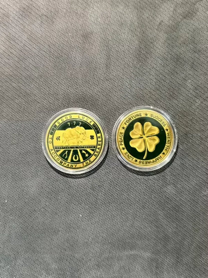 Lucky Four Leaf Clover Painted Coin 4cm Round Metal Souvenir Challenge Commemorative Coin for Home Decor