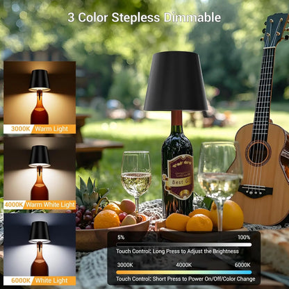 LED Bottle Table Lamp Touch 3 Colors Rechargeable Portable Desktop Decoration Lamp For Bar Restaurant Camping Atmosphere Deco