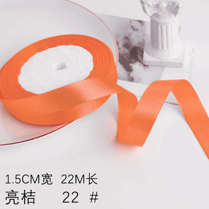 Wusmart 22Meters/Roll 1.5cm Single Face Satin Ribbon DIY Handmade Crafts Fabric Christmas Wedding Decoration Silk Ribbons - B