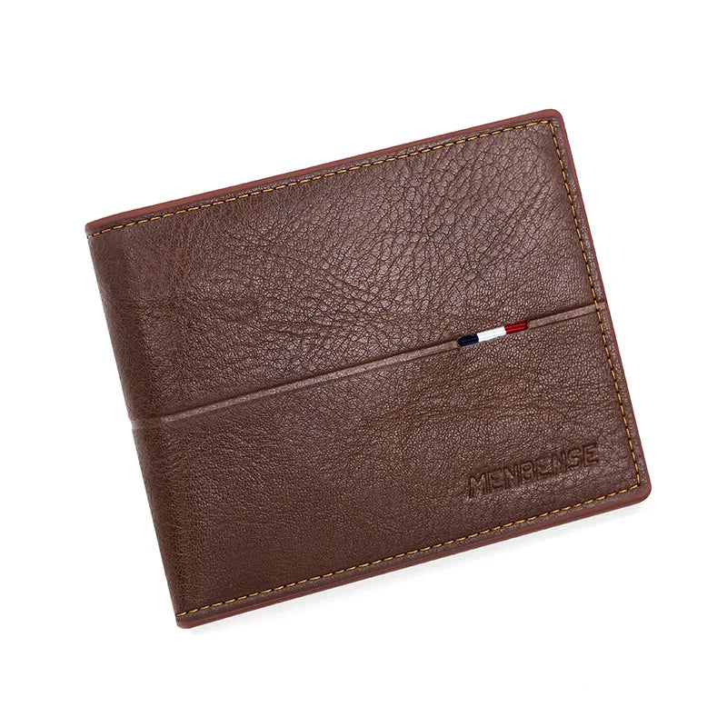 Men's Wallet Large Capacity Multi-Function Short Wallet Multi-slot Zipper Coin ID Credit Card Holder Men's Wallet Purse - Bro