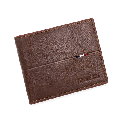 Men's Wallet Large Capacity Multi-Function Short Wallet Multi-slot Zipper Coin ID Credit Card Holder Men's Wallet Purse - Bro