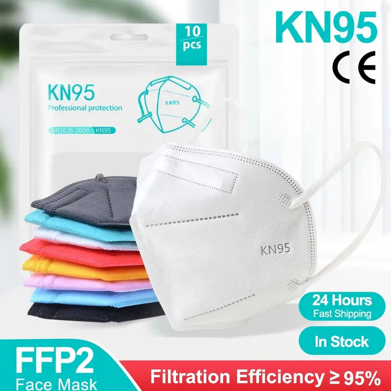 10-200Pcs FFP2 Masks kn95 Mascarillas KN95 Face Mask Filter 5Layers mascarillas quirurgicas homologadas Reusable Black FFP2 M