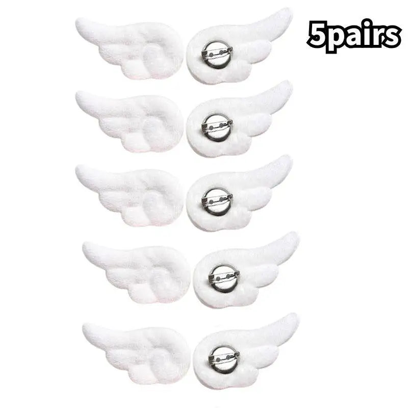 5/1Pairs Small Angel Wings Brooch Japanese Plush Angel Wings Brooch Badge Sweet Pin Doll Cosplay Y2K Fluffy Angel Wing Bag De