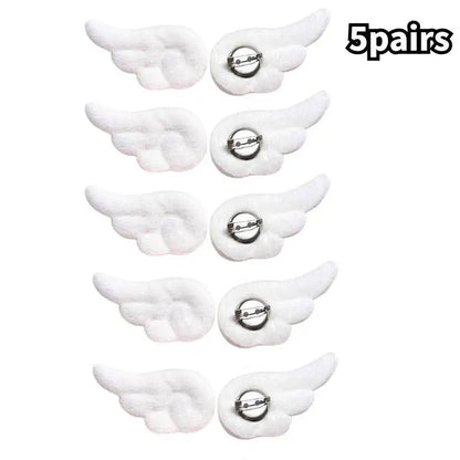 5/1Pairs Small Angel Wings Brooch Japanese Plush Angel Wings Brooch Badge Sweet Pin Doll Cosplay Y2K Fluffy Angel Wing Bag De