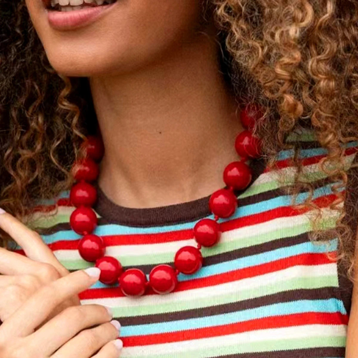 Docona Bohemia Bead Round Colourfulne Neckalce for Women Fashion Banquet Adjustable Geometric Holiday Jewelry Party Gifts