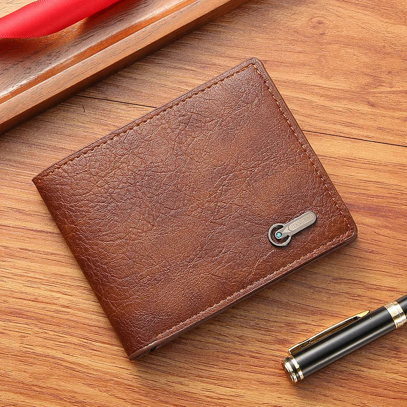 Men Short Bifold Faux Leather Masculina Billetera Credit ID Card Holder Wallet Billfold Purse Clutch Solid Hombre Business Sl