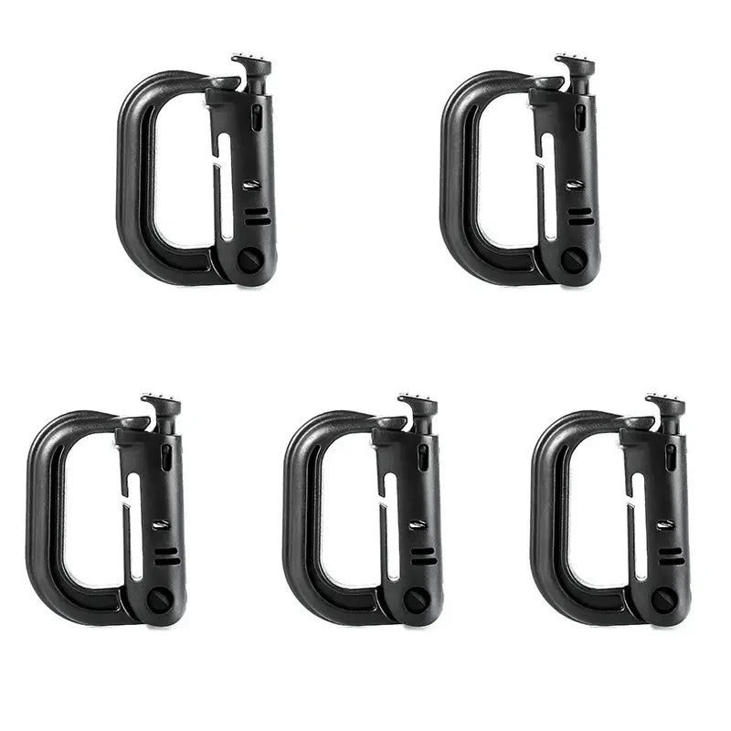 5Pcs Plastic D-Ring Tactical Carabiner Grimlock Lock Hard Hook Buckle Clip For Molle Webbing Accessories Backpack/Pouch/Bag/B