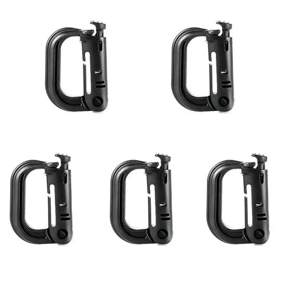 5Pcs Plastic D-Ring Tactical Carabiner Grimlock Lock Hard Hook Buckle Clip For Molle Webbing Accessories Backpack/Pouch/Bag/B