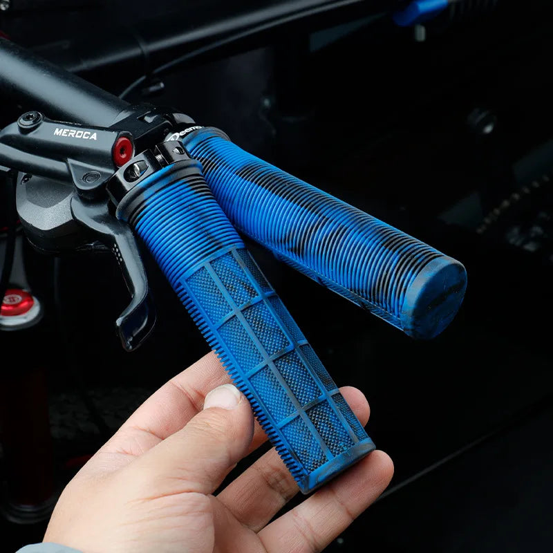 TPR Bicycle Grips Integrated Bike Handlebar Grips Aluminum Alloy Lock On Bicycle Handles Non-slip MTB Cuffs Mountain Bike Par