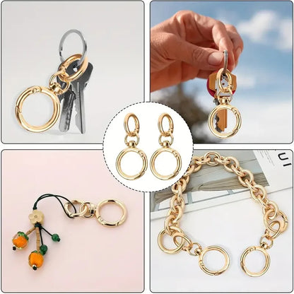 2/5/10 Sets Round Spring Snap Carabiner Clip O Rings Swivel Trigger Hook Metal Clasps Keychain for Handbag Lanyards DIY Craft