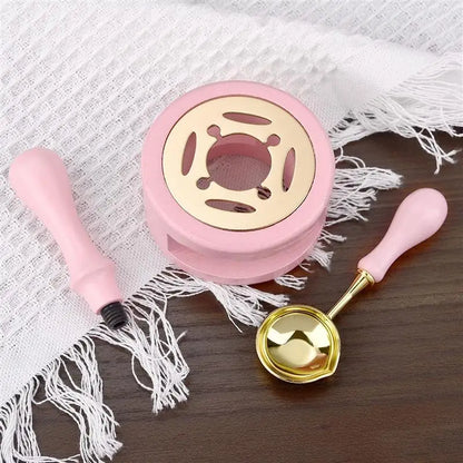 1/2/3pcs Wax Seal Set Wood Wax Melting Lacquer Furnace With /Spoon/Handle Wax Bead Melting Heater Wax Pot Heater For Stamp Cr