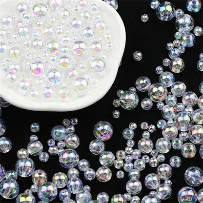 6mm/8mm/10mm Acrylic Round Craft Beads - Transparent White, for DIY Crafts & Decoration