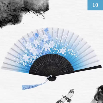 Folding Hand Fan Vintage Silk Bamboo Fans Chinese Hand Fans Women Dance Fan Cosplay Wedding Party Props Decor Gift Fan Portab