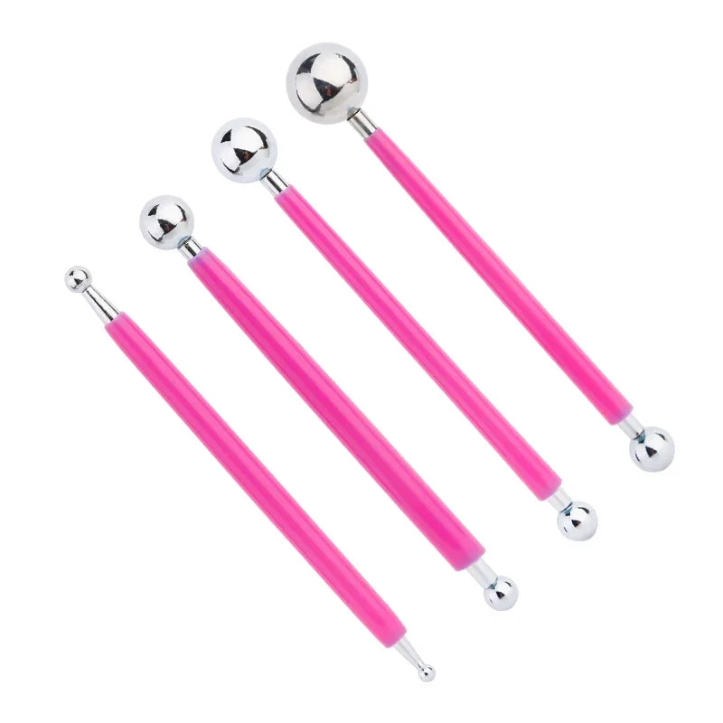 For Embossing Pattern 4 Pcs Point Drill Creasing Pen With DIY Ball Styluses Tools Spiral Double Head Clay Sculpting Tools