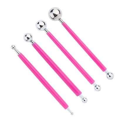 For Embossing Pattern 4 Pcs Point Drill Creasing Pen With DIY Ball Styluses Tools Spiral Double Head Clay Sculpting Tools