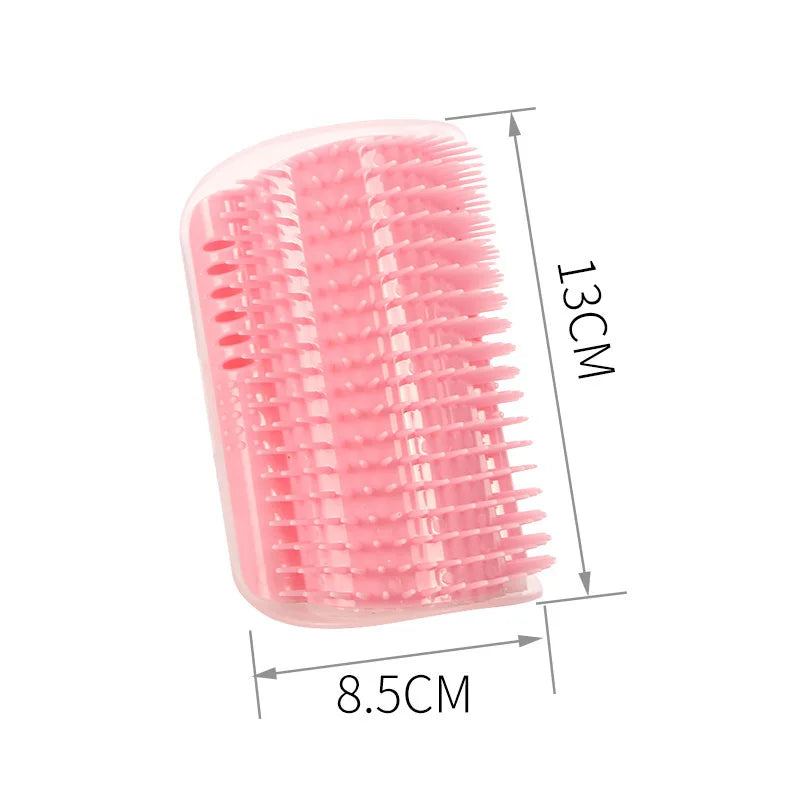 Massage Pet Cat Brush Corner Scrape Hair Removal Beauty Clean Corner Brush Removable Scratcher Comb for Kitten Cat - Pink