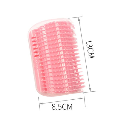 Massage Pet Cat Brush Corner Scrape Hair Removal Beauty Clean Corner Brush Removable Scratcher Comb for Kitten Cat - Pink