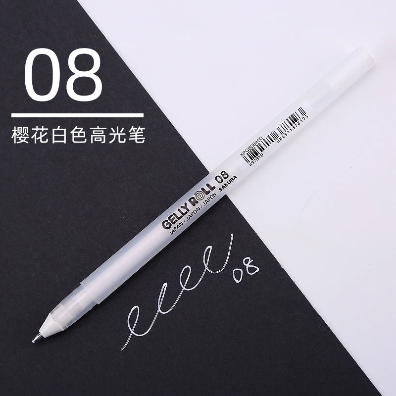 1/3PCS SAKURA Gelly Roll Gel Pens Highlight Marker for Journaling Art Drawing Classic White Ink Assorted Point Fine Medium Bo