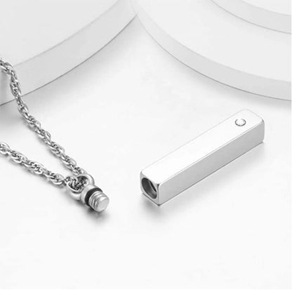 Cremation Jewelry Urn Necklace for Ashes for Men Women Keepsakes for Ashes Stainless Steel Memorial Bar Pendant Necklaces