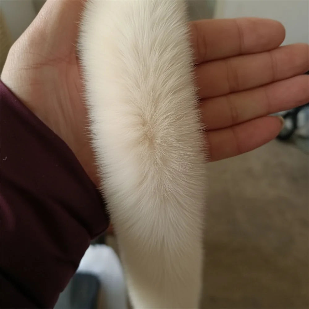 1PC 100cm in Length And 5cm in Width Faux Rabbit Fur Tape Trimming Ribbon Furry Fluffy Sewing DIY Craft Scarf Collar - Beige