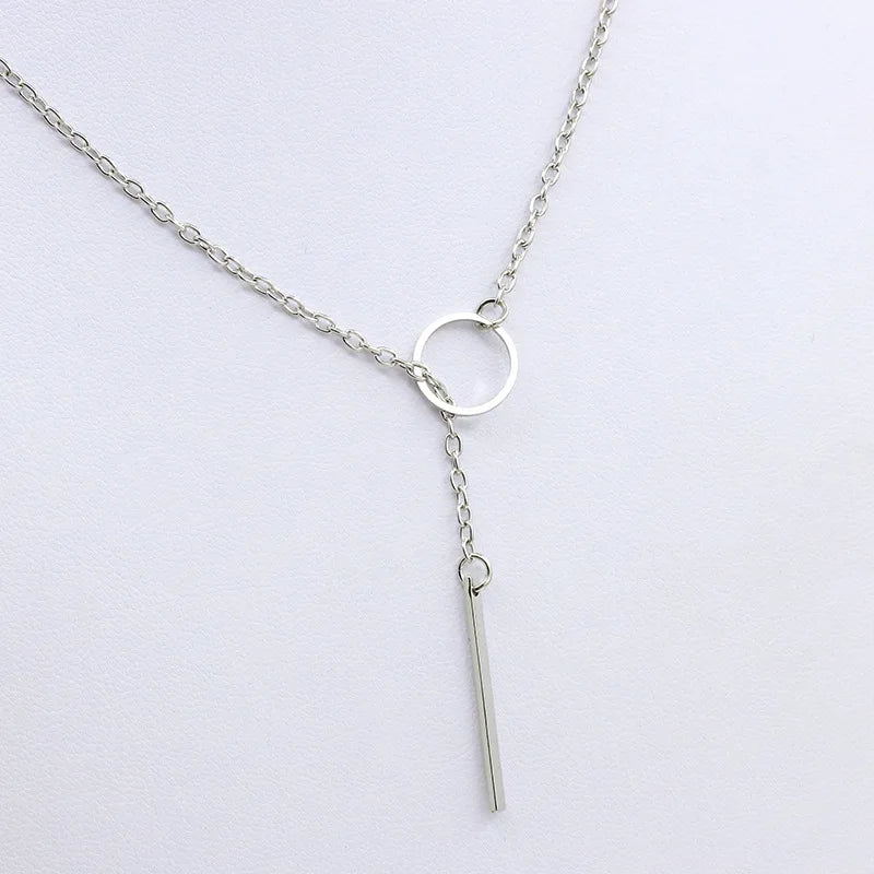 2025 New Fashion Necklace Design Ladies Fashion Simple Simple Metal Round Necklace Sales