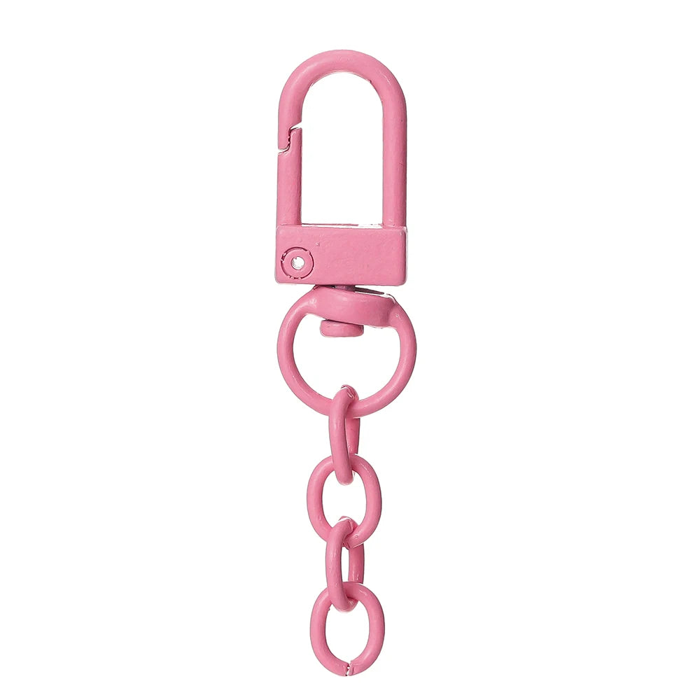 10pcs/lot Keyring Lobster Clasp Spring Buckle With Chains Colored Keychains For DIY Jewelry Making Key Ring Hooks Bags Buckle