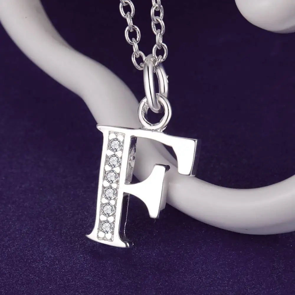 26 Letters 925 Sterling Silver Necklace Pendant Zircon For Women Exquisite Student Girlfriend Jewelry Accessories Wedding Gif