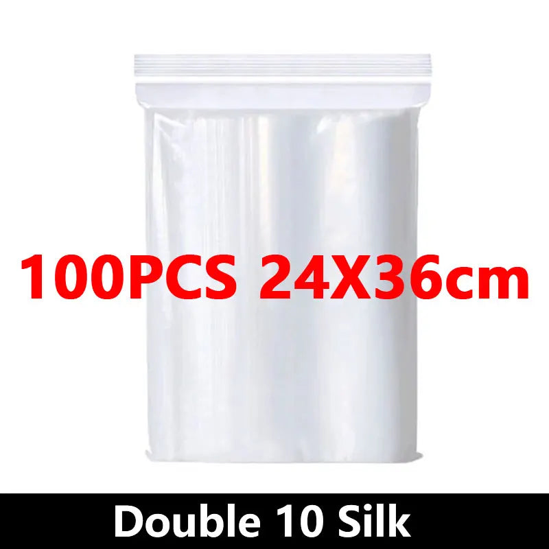 100Pcs Thicken Zipper Sealed Bags Clear Plastic Storage Bag for Small Jewelry Food Packing Reclosable Ziplock Sealing Bags - 