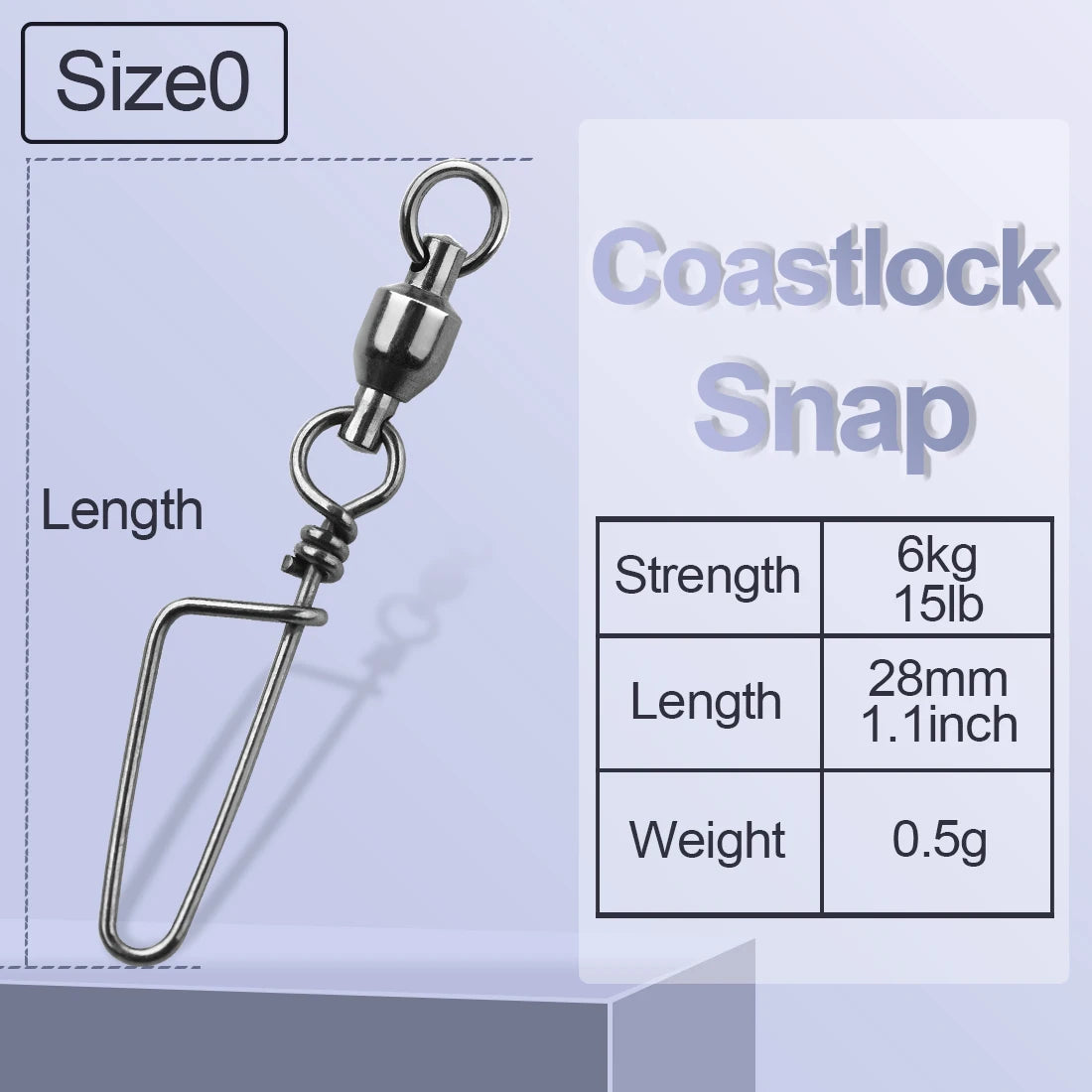 FishTrip Fishing Snap Swivels Ball Bearing Swivels with Stainless Steel Coastlock Snap Corrosion Resistant Black Nickel Coati