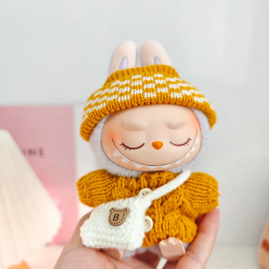 Labubu 17cm II Idol Doll Clothes Outfit Set With Hat And Bag For Dress-Up DIY Crafts