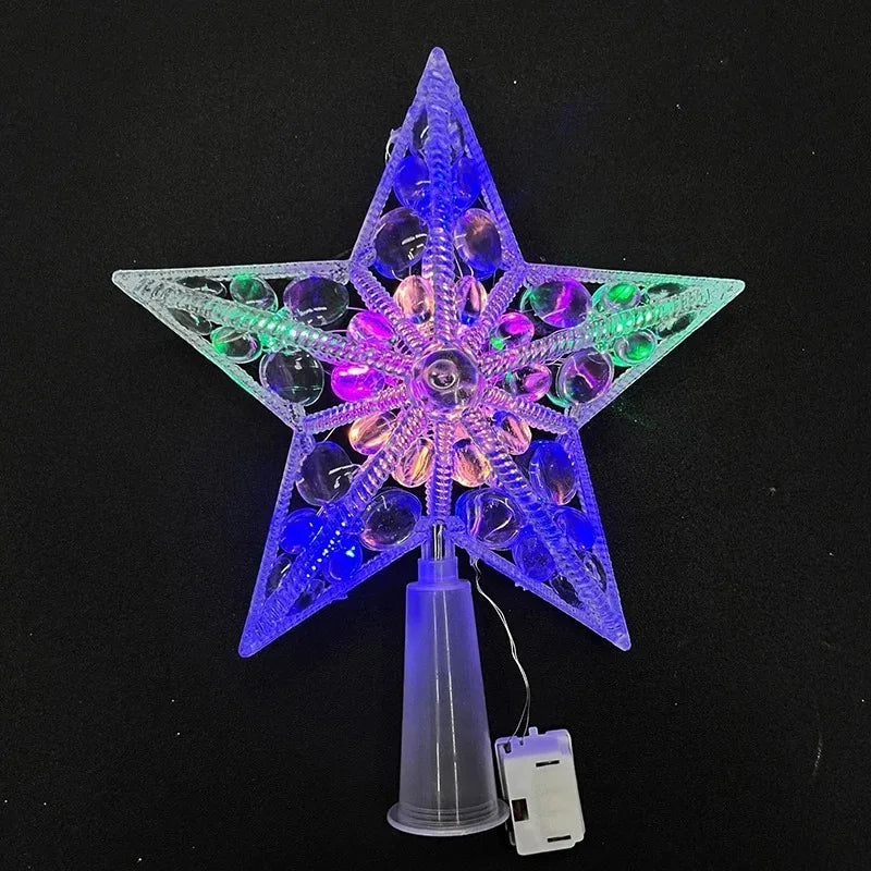 15cm Christmas Tree Decoration Stars Warm White Lights Home Room Decor Shining Lamp Xmas Festival - B2