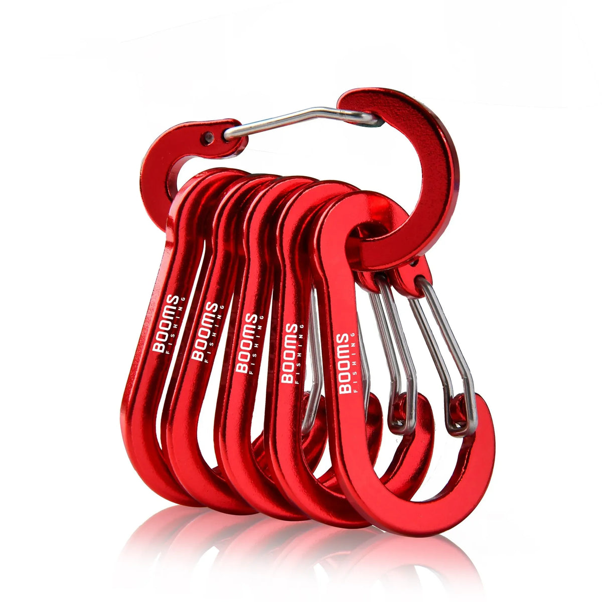 Booms Fishing CC1 6Pcs Aluminum Alloy Carabiner Keychain Outdoor Camping Climbing Snap Clip Lock Buckle Hook Fishing Accessor
