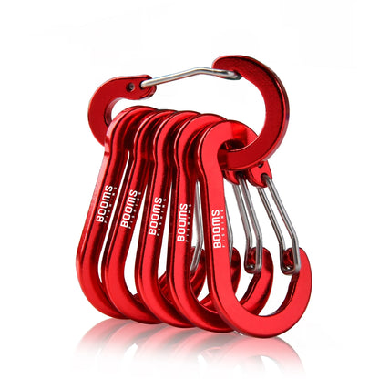 Booms Fishing CC1 6Pcs Aluminum Alloy Carabiner Keychain Outdoor Camping Climbing Snap Clip Lock Buckle Hook Fishing Accessor