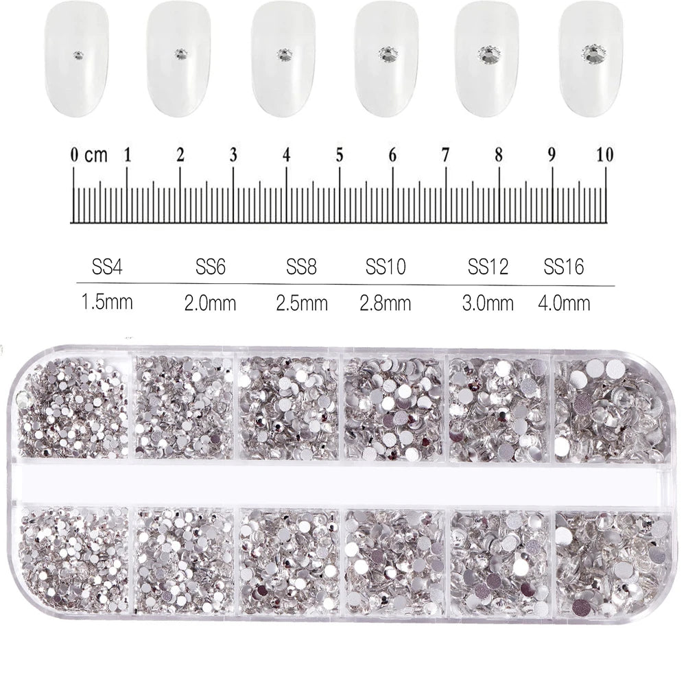 100/50cm Long Luxury Crystal Chain Nail Charms 1.5/2mm Shinying Clear/AB Diamond Nail Art Metal Steel French Manicure Crystal