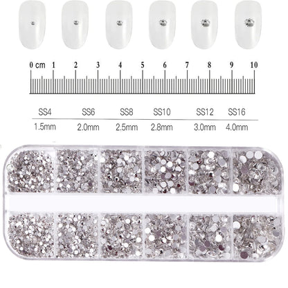 100/50cm Long Luxury Crystal Chain Nail Charms 1.5/2mm Shinying Clear/AB Diamond Nail Art Metal Steel French Manicure Crystal