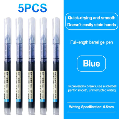 0.5mm Quick Drying Fine Point Liquid Ink Pens Smooth Writing Comfortable Grip Non-Smudge for Office School Supplies - 5pcs bl