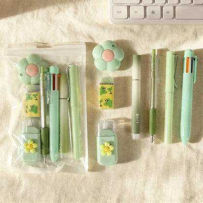 7-In-1 Stationery Set Stdudent Back To School Gel Pen Highlighter Ballpoint Pen Eternal Pencil Correction Tape Eraser Knife S